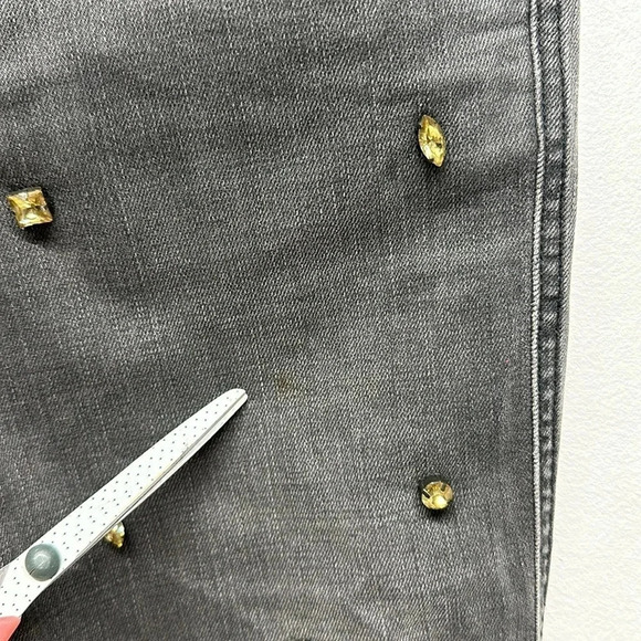 Stella McCartney Jeans Skinny Denim Embellished Rhinestone Jeweled Gray Size 27 - Picture 11 of 13